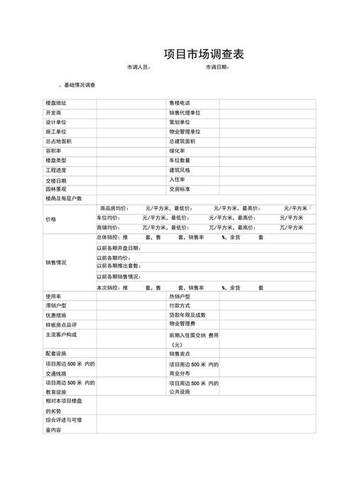 市场调查表模板设计与应用指南